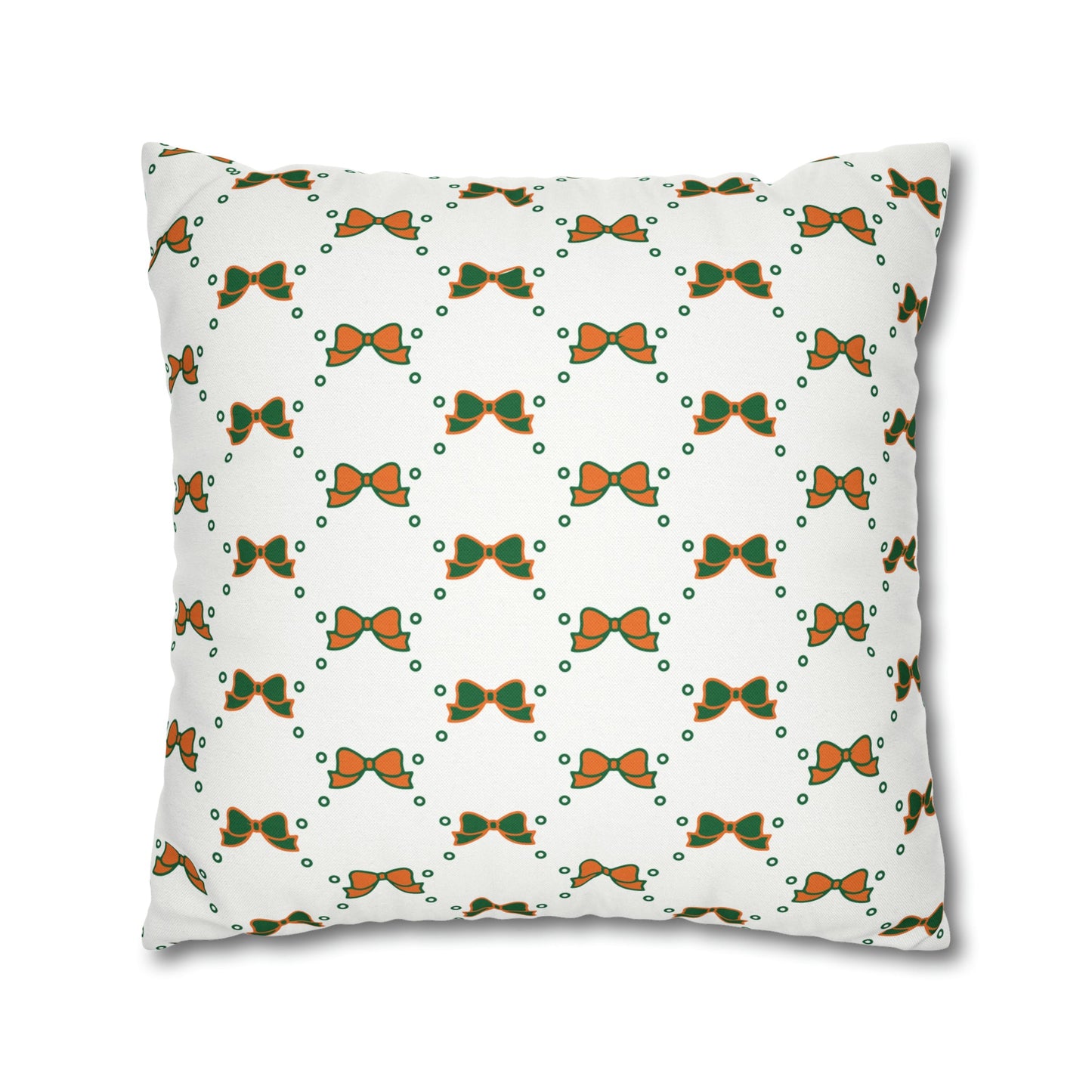 Pretty Little Bow Pillow Cover - Dorm Pillow,Bow Pillow,Bed Party Gift, Acceptance Gift, Camp Gift, Bow Aesthetic, Miami, Orange & Green