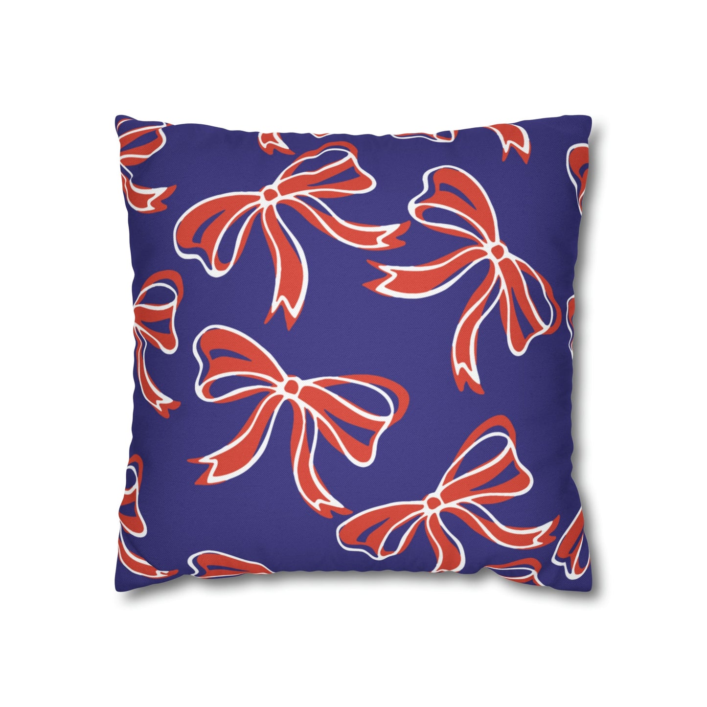 Trendy Bow College Pillow Cover - Dorm Pillow, Graduation Gift, Bed Party Gift, Acceptance Gift, College Gift, Clemson, Orange & Purple