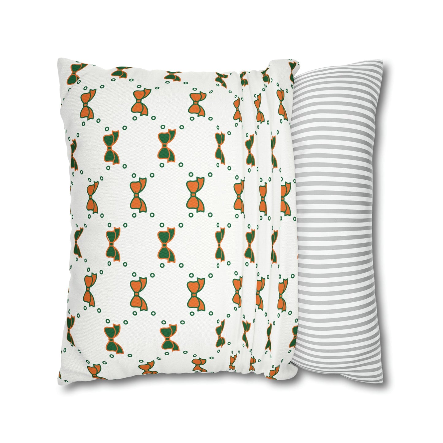 Pretty Little Bow Pillow Cover - Dorm Pillow,Bow Pillow,Bed Party Gift, Acceptance Gift, Camp Gift, Bow Aesthetic, Miami, Orange & Green