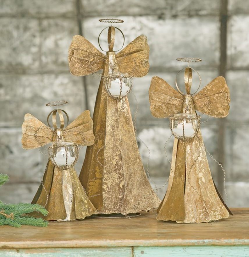 Gold Angel with Glass Christmas Decor Trade Cie Small