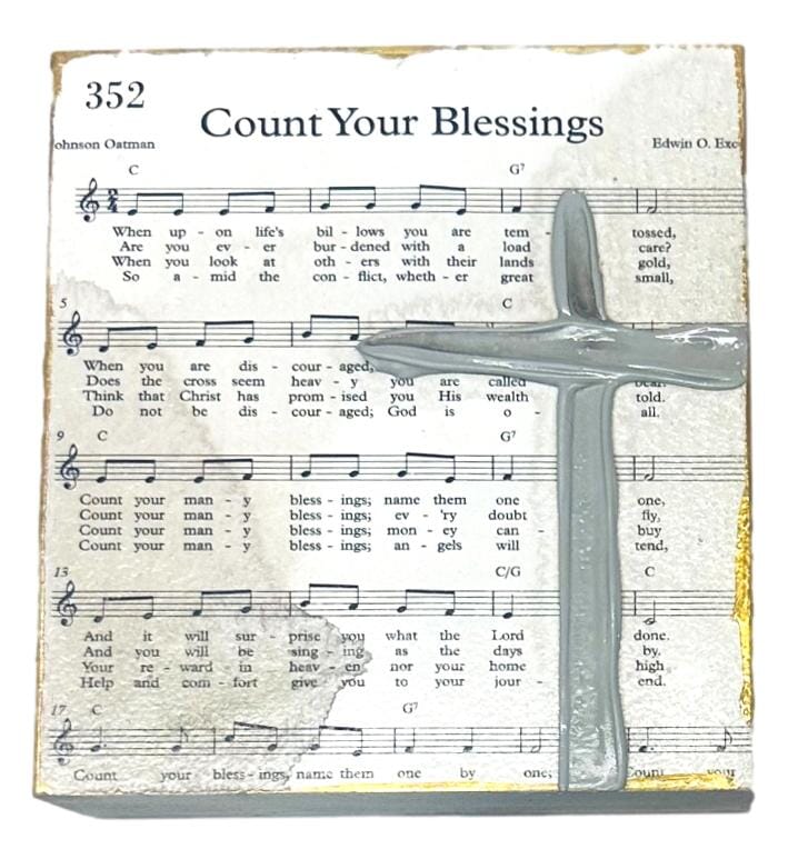 Hymn Handpainted Wooden Block Home Decor Art by Susan Count Your Blessings