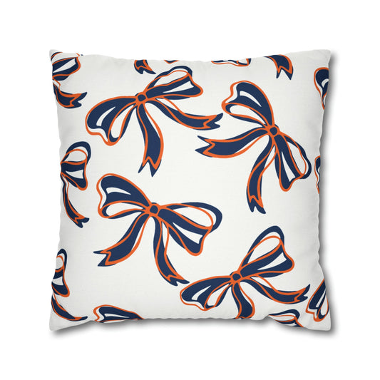 Trendy Bow College Pillow Cover - Dorm Pillow, Graduation Gift, Bed Party Gift, Acceptance Gift, College Gift, Syracuse, Bucknell, Illinois