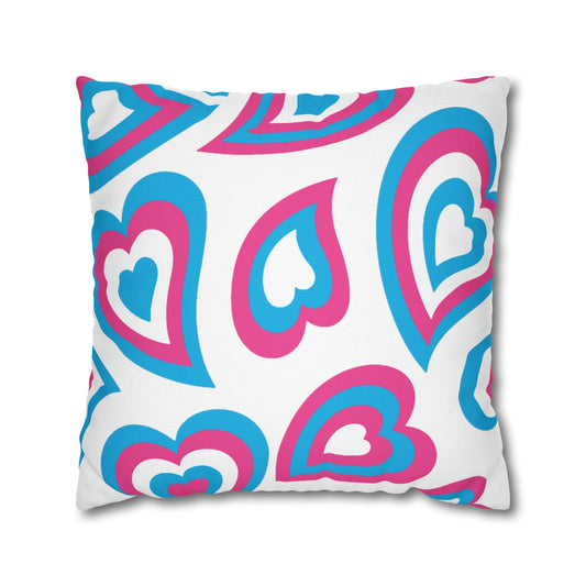 Retro Heart Pillow - Turquoise and Hot Pink, Heart Pillow, Hearts, Valentine's Day, Playroom Decor, Bed Party Pillow, Dorm Pillow