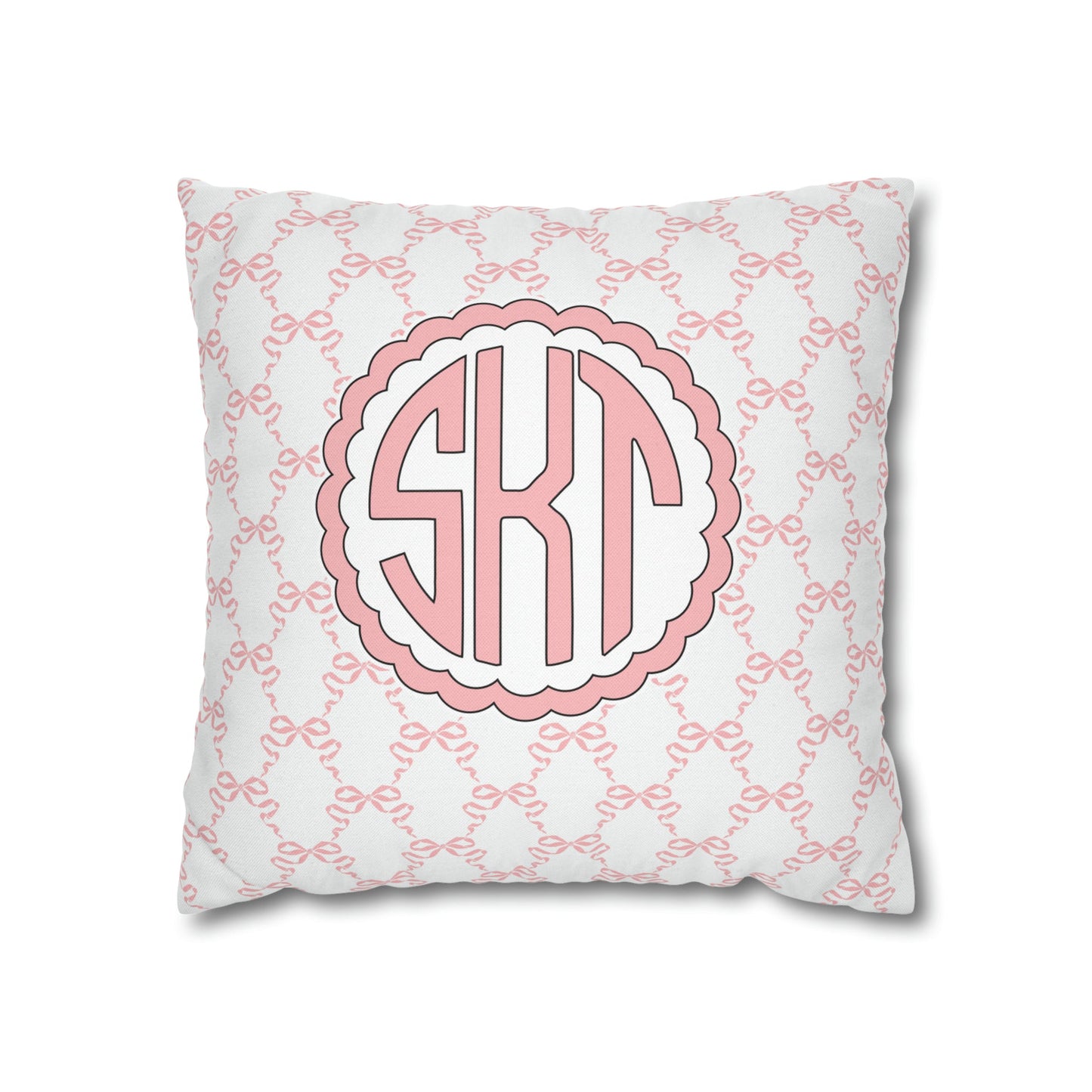 Pink Mongrammed Coquette Decorative Pillow