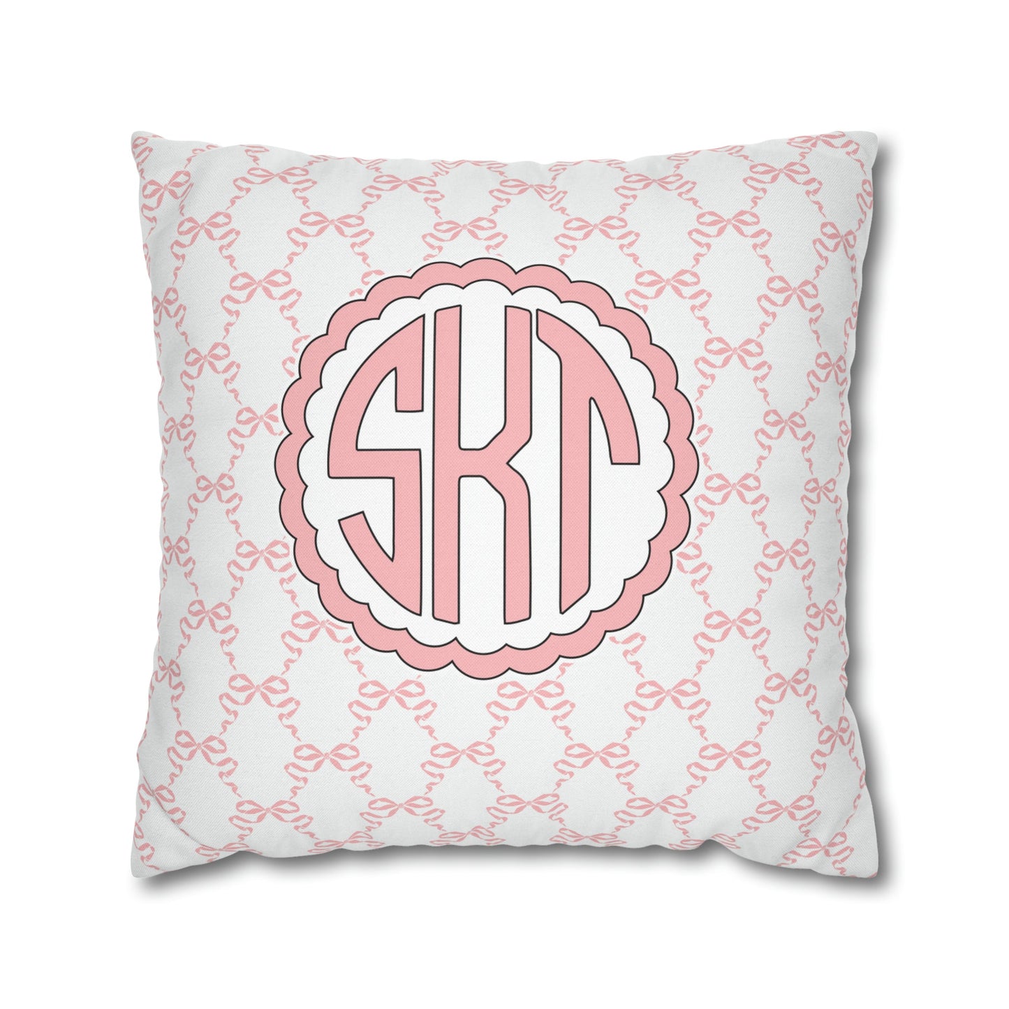 Pink Mongrammed Coquette Decorative Pillow