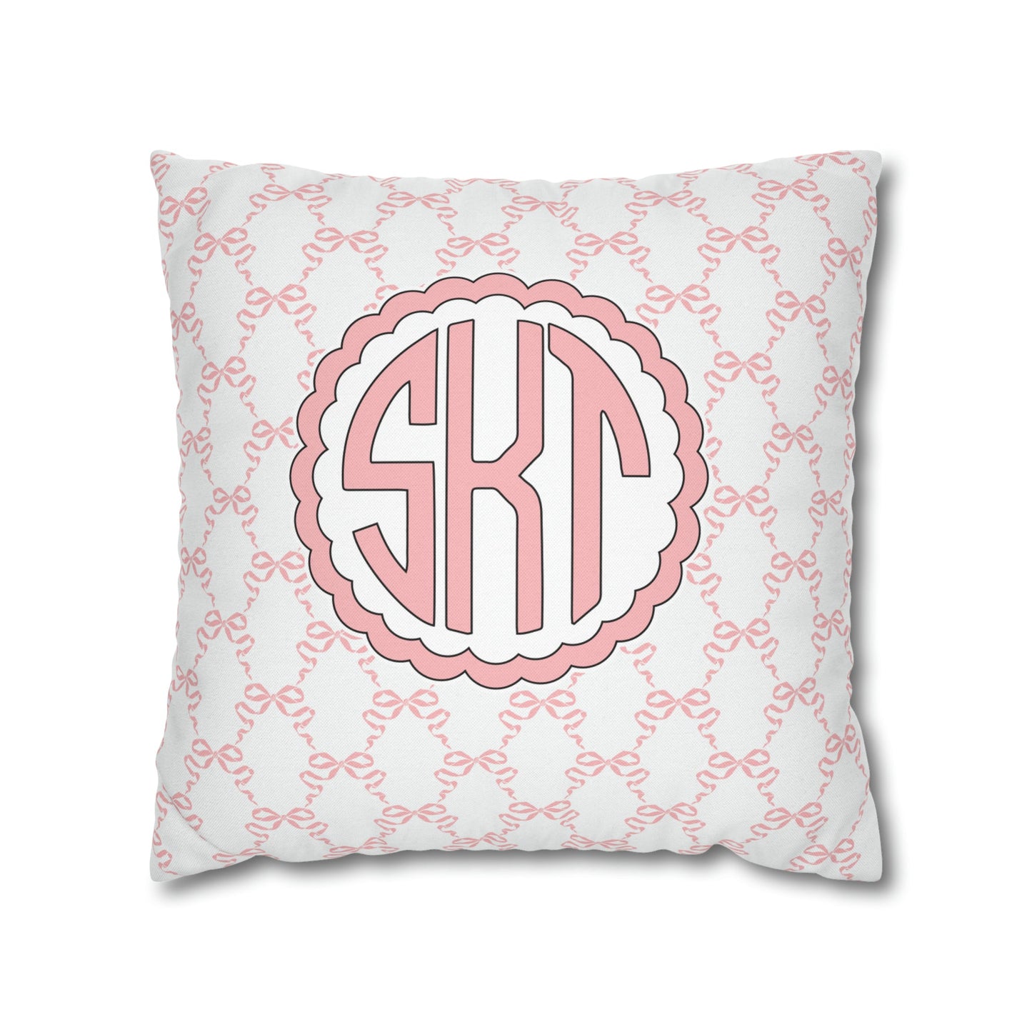 Pink Mongrammed Coquette Decorative Pillow