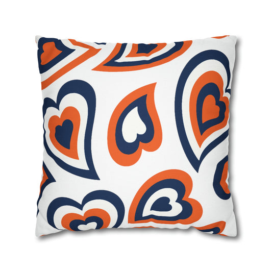 Retro Heart Pillow - Navy & Orange, Heart Pillow, Hearts, Valentine's Day, Syracuse, UVA, Bucknell, Auburn and Illinois Bed Party Pillow,