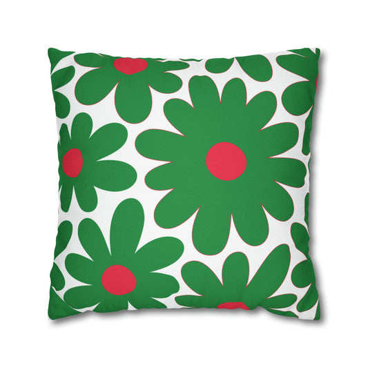 Two Color Double Sided Groovy Flower Pillow - College Dorm Pillow - Bed Party Pillow - Watermelon Color