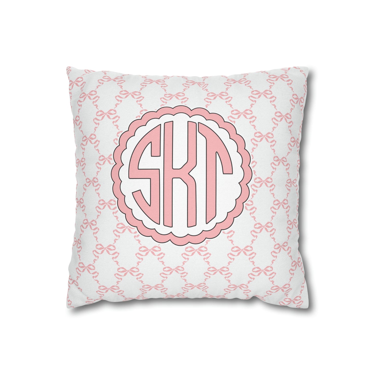 Pink Mongrammed Coquette Decorative Pillow
