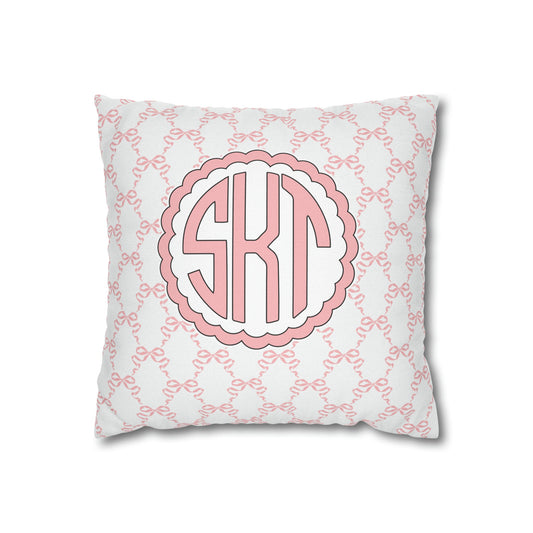 Pink Mongrammed Coquette Decorative Pillow