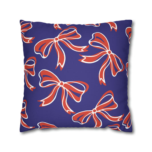 Trendy Bow College Pillow Cover - Dorm Pillow, Graduation Gift, Bed Party Gift, Acceptance Gift, College Gift, Clemson, Orange & Purple