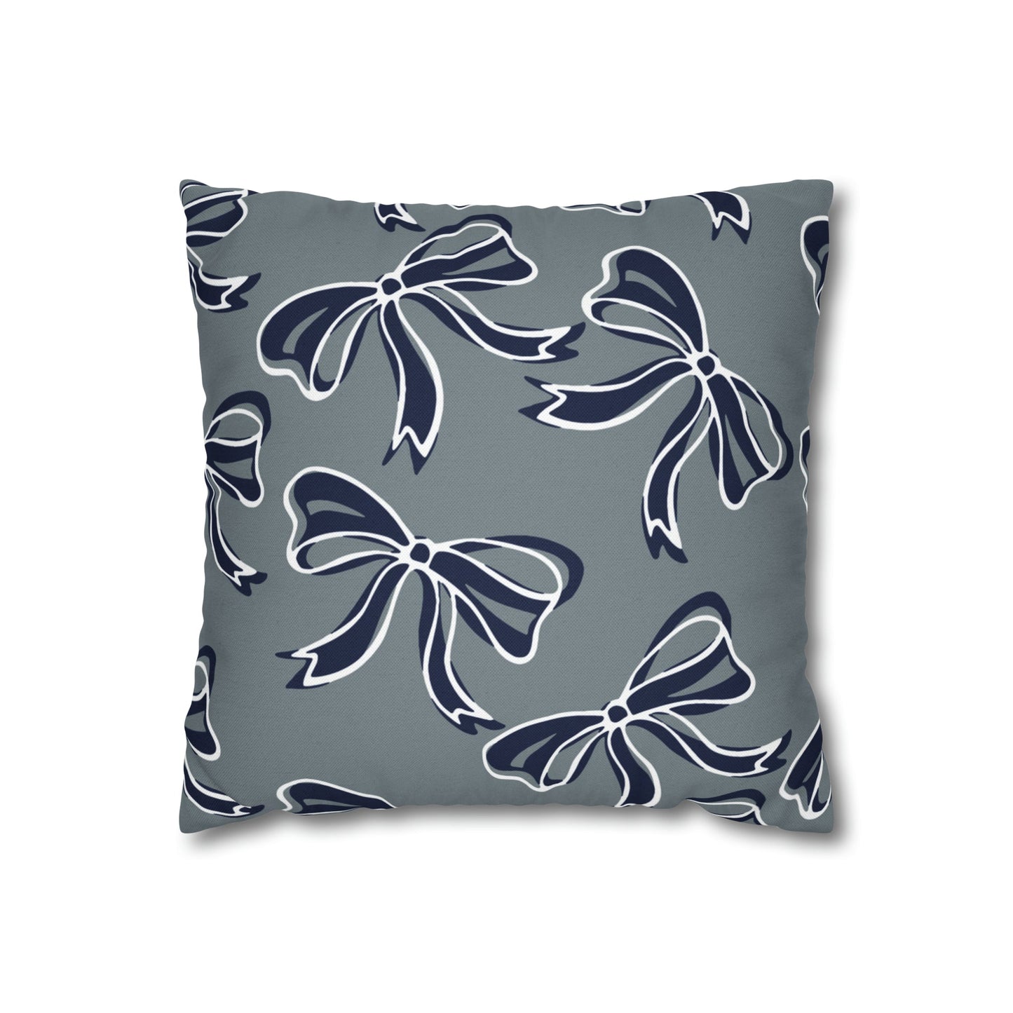 Trendy Bow College Pillow Cover - Dorm Pillow,Graduation Gift,Bed Party Gift,Acceptance Gift,College Gift, UConn, Monmouth, navy and grey