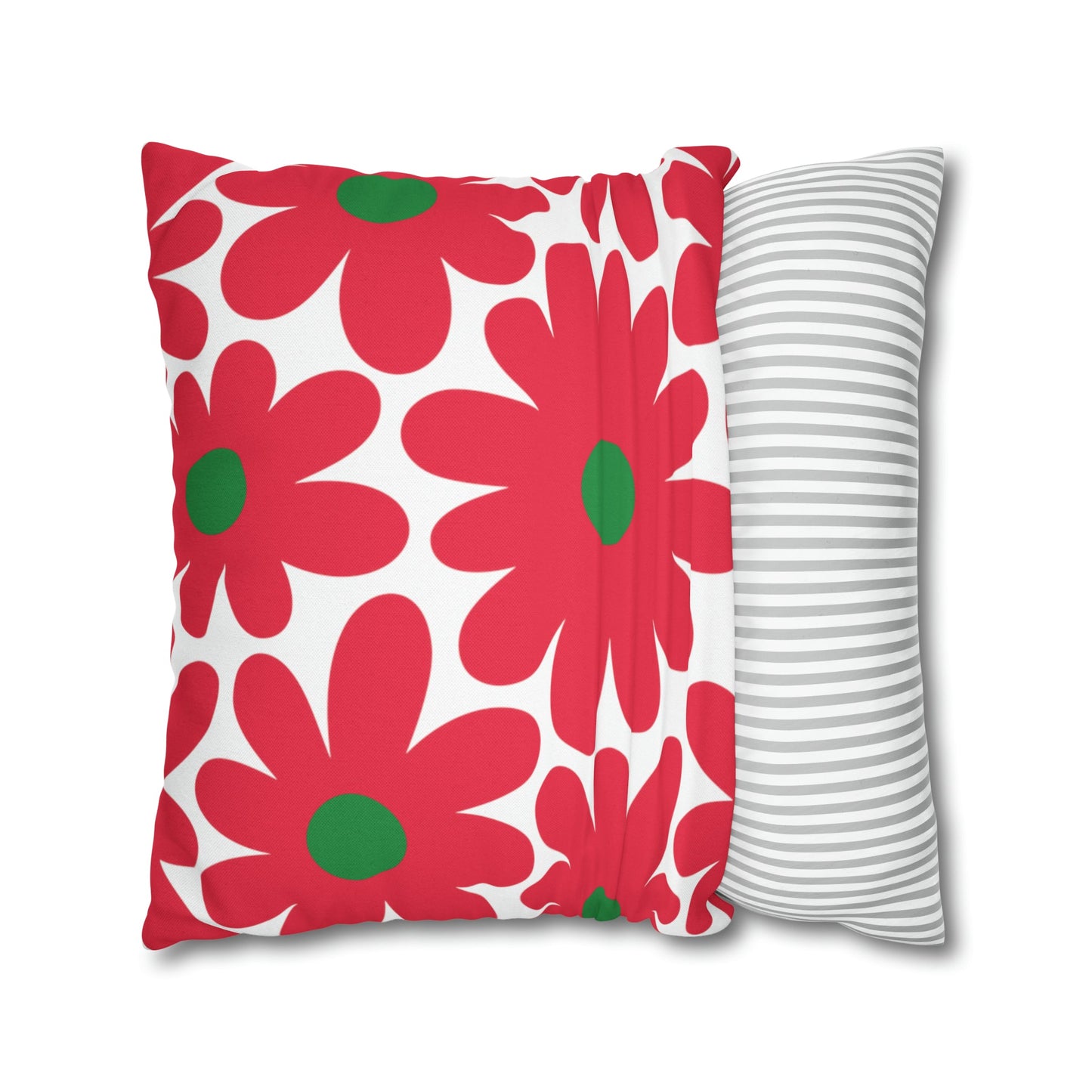 Two Color Double Sided Groovy Flower Pillow - College Dorm Pillow - Bed Party Pillow - Watermelon Color