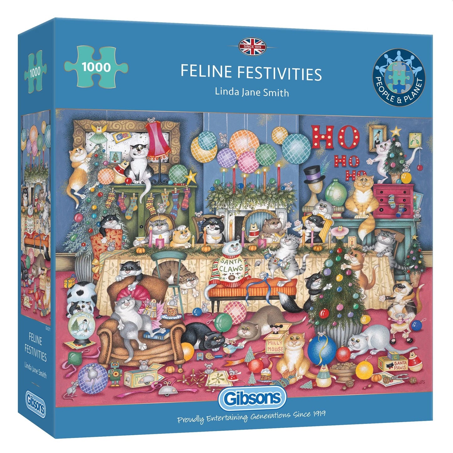 Crazy Cats Feline Festivities 1000 Piece Jigsaw