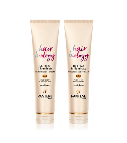 2xPack Pantene Hair Biology De-Frizz & Illuminate Conditioner for Dry and Colored Hair - 320 ml
