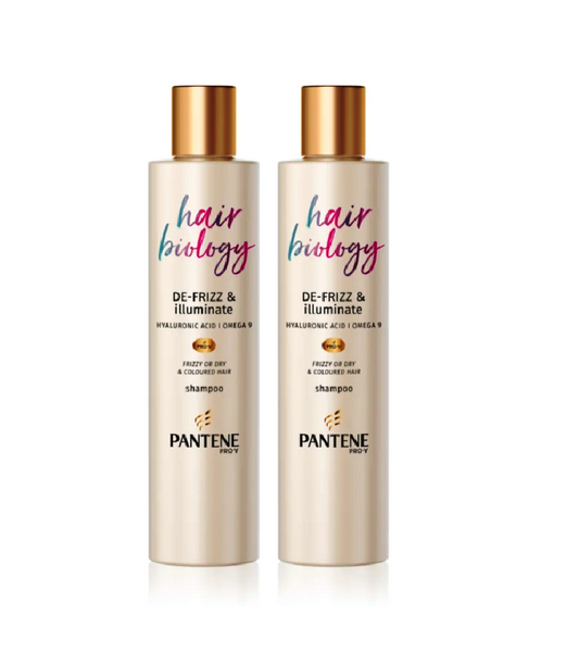 2xPack Pantene Hair Biology De-Frizz & Illuminate Shampoo for Dry and Colored Hair - 500 ml