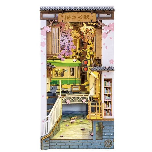 Robotime 3D Wood Puzzle Book Nook Series Sakurasaku Station Tsukurunsu®