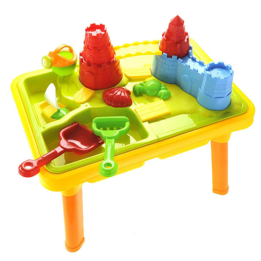 2 in 1 Sand Water Table, Beach Toys for Kids, Sandbox Table with 14psc Toys, Sand Toys Set for Boys Girls over 18 month Indoor Outdoor