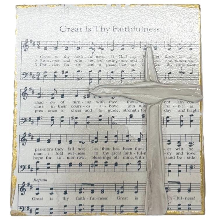 Hymn Handpainted Wooden Block Home Decor Art by Susan Great Is Thy Faitfulness